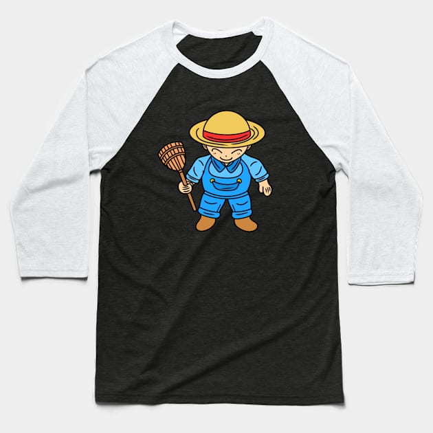 Cute chibi farmer boy Baseball T-Shirt by Andrew Hau